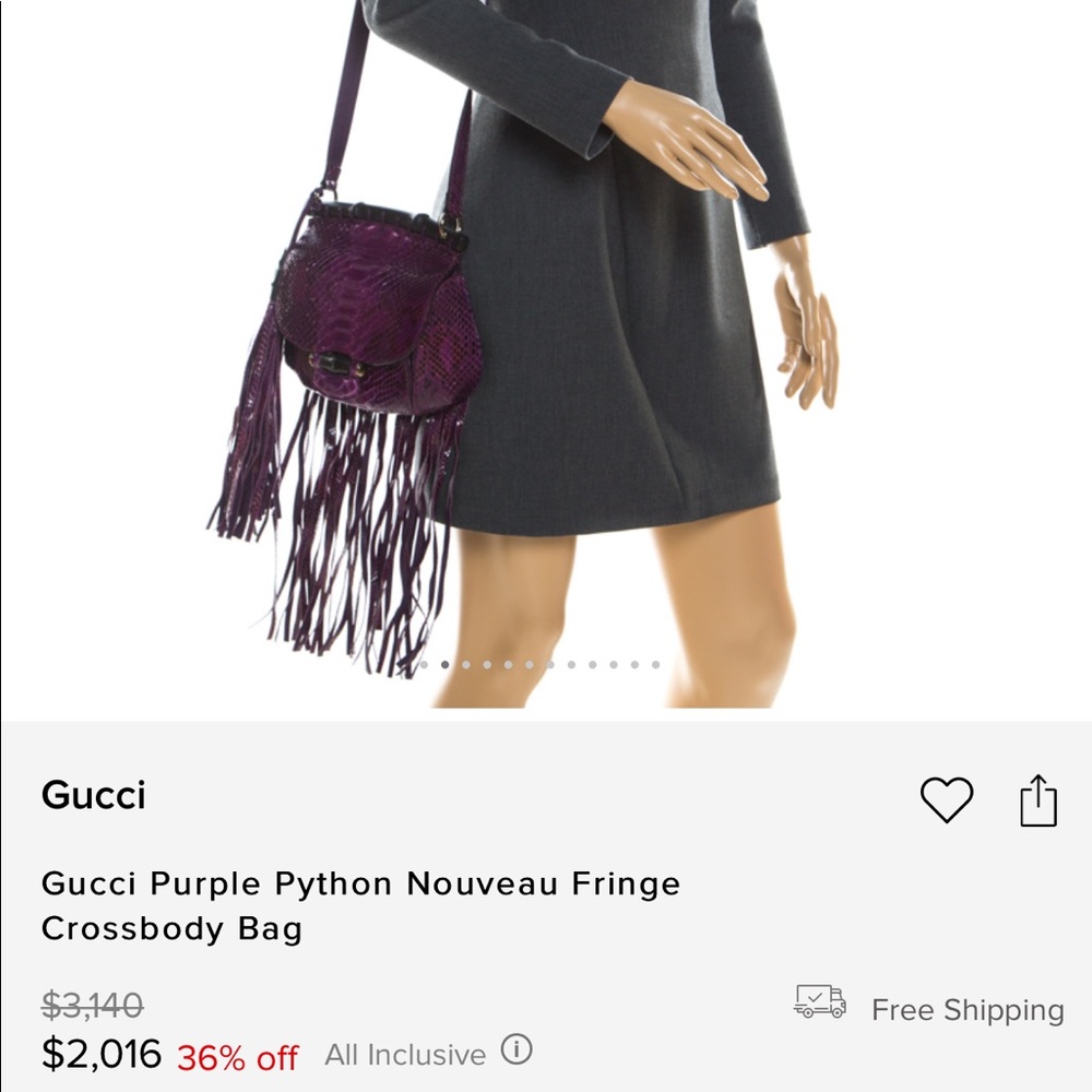 🔥 Gucci Purple Python Nouveau Fringe Crossbody